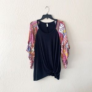 🌿Final Sale‎ Lilypad Boho Sleeves Soft Black Knit Top